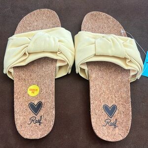 Reef Women’s Knotty Scout Scandals Size 10 Yellow & Cork New With Tag